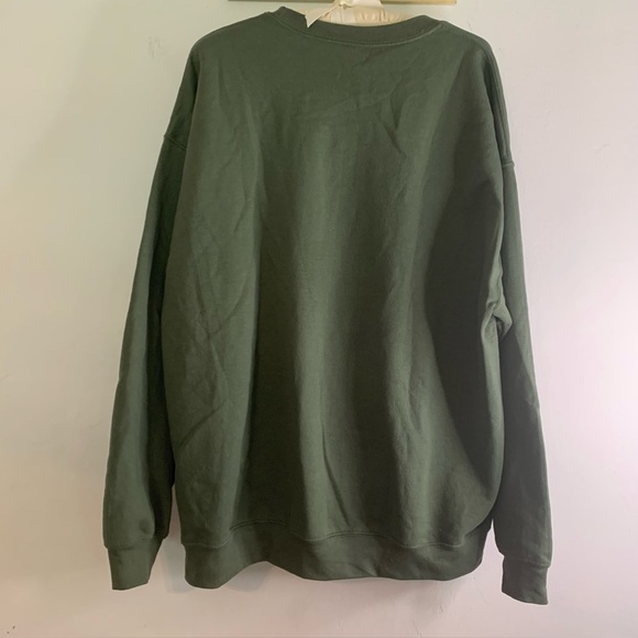 Gildan XL Olive Green Wildflower Graphic Sweatshirt Crew Neck Pullover - Picture 7 of 9